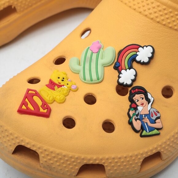 CROCS Clogs & Charms Mustard Yellow Gardening Outdoors Casual Hello Kitty Pooh - Picture 7 of 12